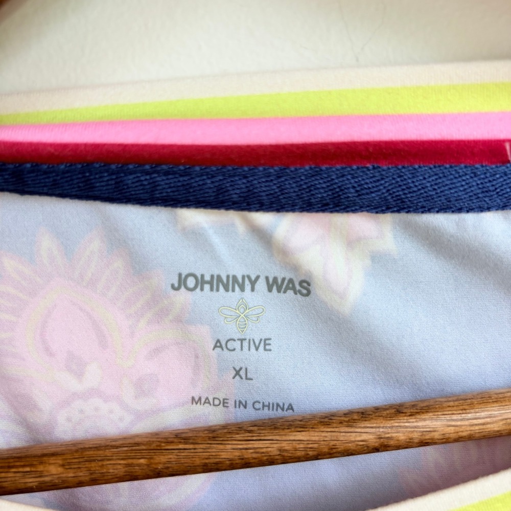 Johnny Was Bee Active Top XL Boho Floral Blue Pink Kimono Sleeve Swing Shirt - Picture 10 of 10